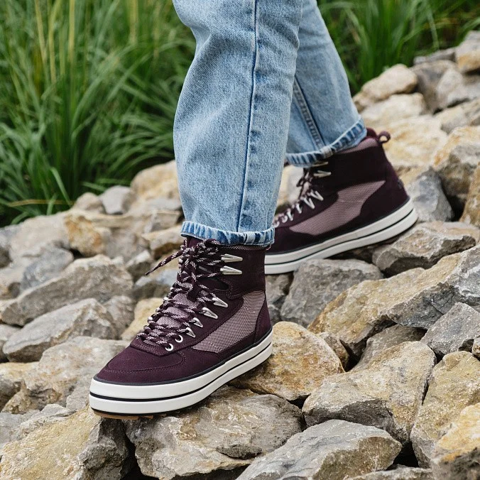 Кеды женские высокие Ellesse Alzano Mtn Boot Leather Af Pink/Dark Purple/Silver